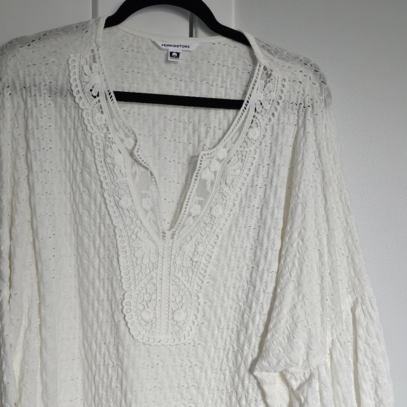Plus Size 2X Penningtons White 3/4 Sleeve Tunic - Picture 6 of 13